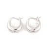 925 Sterling Silver Chunky Crescent Moon Hoop Earrings for Women EJEW-P273-01S-2