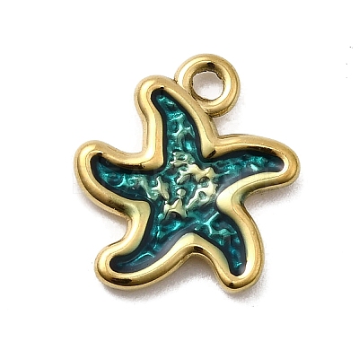 304 Stainless Steel Enamel Pendants STAS-I355-11G-01-1