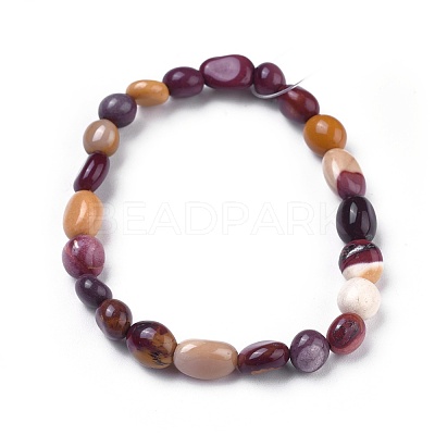 Natural Mookaite Bead Stretch Bracelets BJEW-K213-12-1