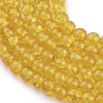 Spray Painted Crackle Glass Beads Strands X-CCG-Q001-8mm-10-1