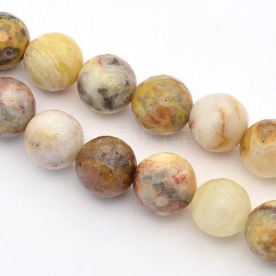 Faceted Round Natural Crazy Agate Beads Strands G-E302-064-10mm-1