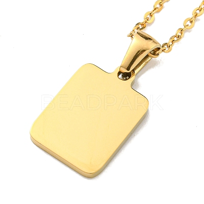Ion Plating(IP) Rectangle with Initial Letter 304 Stainless Steel Pendant Necklace NJEW-R265-04G-U-1