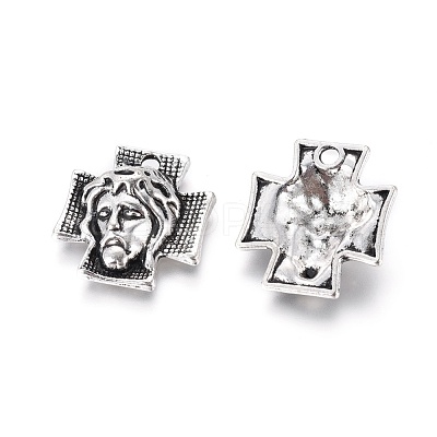 Tibetan Style Alloy Cross with Jesus Alloy Pendants for Easter Jewelry LF10674Y-NF-1