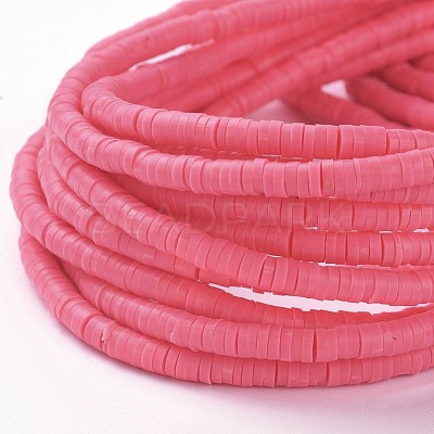 Flat Round Handmade Polymer Clay Bead Spacers CLAY-R067-4.0mm-25-1