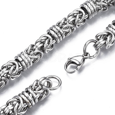 Non-Tarnish 201 Stainless Steel Byzantine Chain Bracelets BJEW-S057-93-1