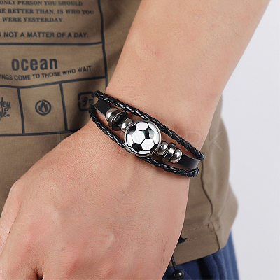 CutHollow Glass Football Jewelry Set SJEW-CL0001-01-1