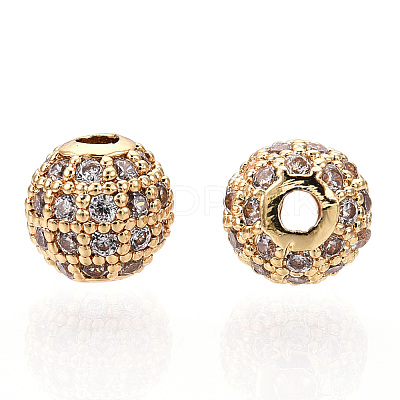 Rack Plating Brass Cubic Zirconia Beads ZIRC-S001-6mm-A02-1