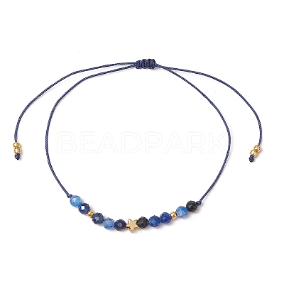 Natural Round Kyanite Beads Braided Bead Bracelets for Women BJEW-JB11655-10-1