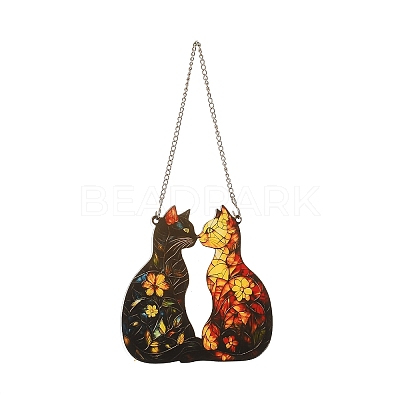 Stained Acrylic & Iron Suncatchers HJEW-F022-01C-1
