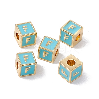 Rack Plating Brass Enamel Beads KK-B060-04G-06F-1