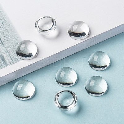 Transparent Half Round Glass Cabochons GGLA-R027-18mm-1