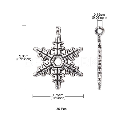 Christmas Snowflake Tibetan Style Alloy Pendants TIBEP-YW0001-58-1