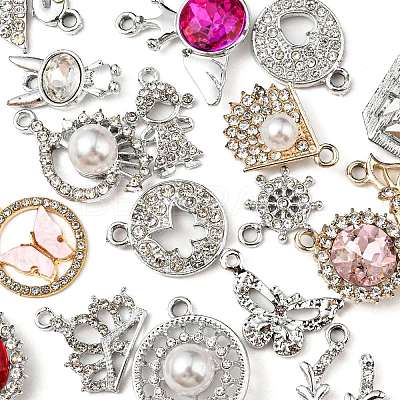Alloy Rhinestone Pendants ALRI-XCP0001-14GP-1