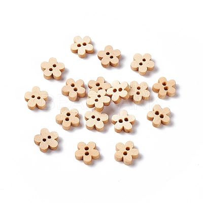Natural 2-hole Basic Sewing Button in 5-petaled Flower Shape NNA0Z6C-1