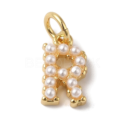 Rack Plating Brass with ABS Plastic Imitation Pearl Charms KK-B092-30R-G-1