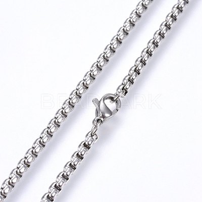 Non-Tarnish 304 Stainless Steel Box Chain Necklaces NJEW-F227-09P-03-1