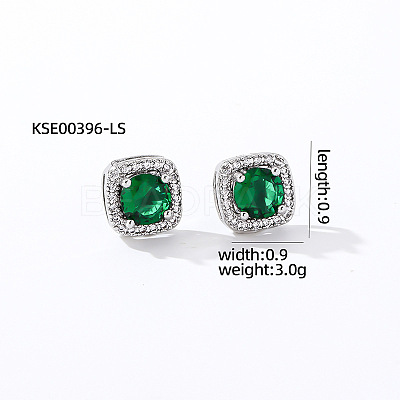Elegant Zircon Square Stud Earrings for Women TY1635-6-1