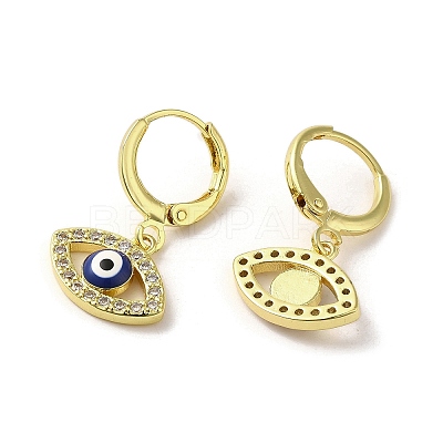 Horse Eye Real 18K Gold Plated Brass Dangle Leverback Earrings EJEW-Q797-23G-01-1