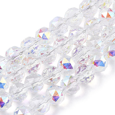 Electroplate Transparent Glass Beads Strands X-EGLA-N002-34C-C03-1