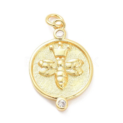 Brass Micro Pave Clear Cubic Zirconia Pendants ZIRC-L091-082G-1