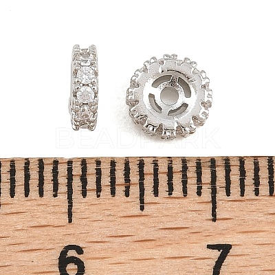 Brass Micro Pave Clear Cubic Zirconia Beads CU-CBAF71E-02P-1