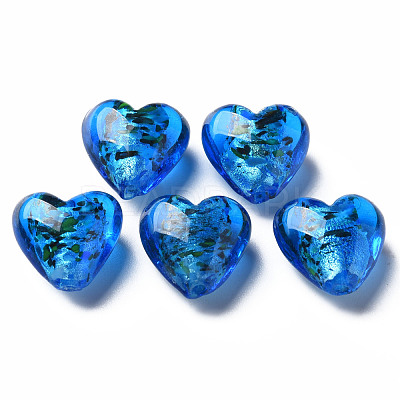 Handmade Lampwork Silver Foil Glass Beads FOIL-T005-01F-1