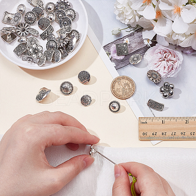 80Pcs 10 Styles 1-Hole Alloy Shank Buttons BUTT-ME0001-05-1