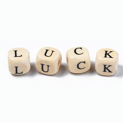 Natural Maple Wood Printed Beads X-WOOD-Q030-36-1