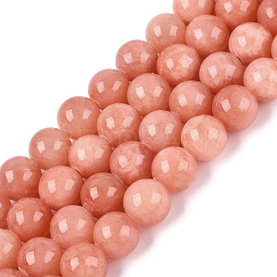 Natural Dyed Yellow Jade Gemstone Bead Strands X-G-R271-10mm-Y31-1