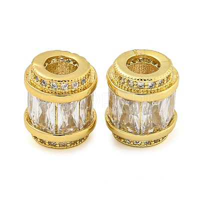 Rack Plating Brass Micro Pave Cubic Zirconia European Beads LS-KK-F089-31G-08-1