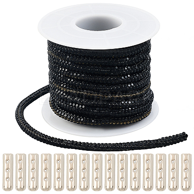 5 Yards Rhinestone Synthetic Rubber Cords OCOR-SP0001-33C-1