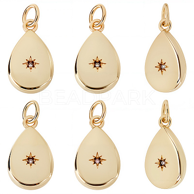 12Pcs Brass Micro Pave Clear Cubic Zirconia Pendants ZIRC-BBC0003-70-1