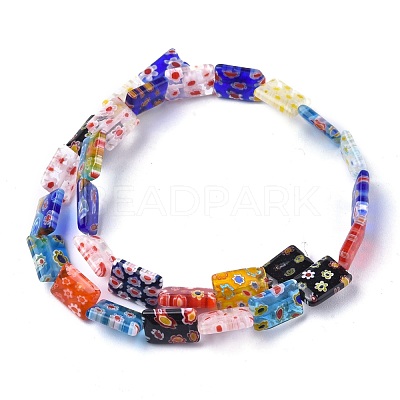 Rectangle Handmade Millefiori Glass Beads LK-R004-56-1