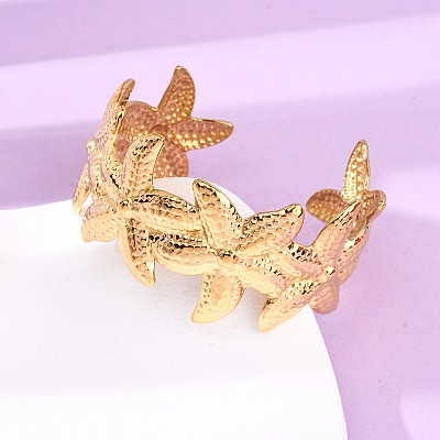 304 Stainless Steel Cuff Bangles for Women BJEW-G749-04G-1