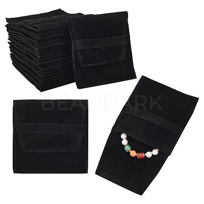 Velvet Jewelry Flap Pouches ABAG-WH0038-43F-1