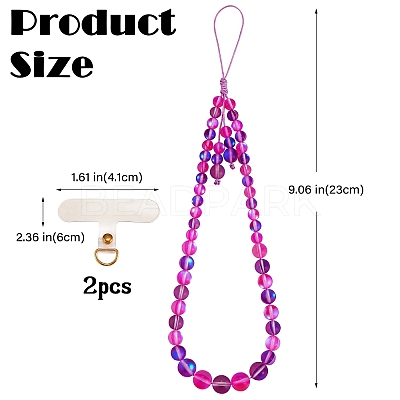 Round Synthetic Moonstone Beaded Mobile Straps HJEW-SW00042-07-1