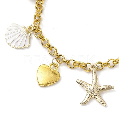 Natural Pearl & Iron Rolo Chain Bracelets BJEW-JB10364-1