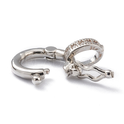 Brass Micro Pave Clear Cubic Zirconia Twister Clasps ZIRC-A014-07P-1