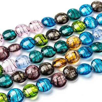 Handmade Silver Foil Glass Beads Strands X-SL109-1
