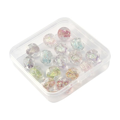 16Pcs 7 Colors Handmade Foil Lampwork Beads FOIL-FS0001-03-1