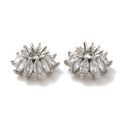 Brass Micro Pave Clear Cubic Zirconia Bead Caps KK-C072-01A-P-1