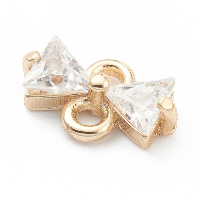 Brass Clear Cubic Zirconia Links Connectors ZIRC-O042-05G-1