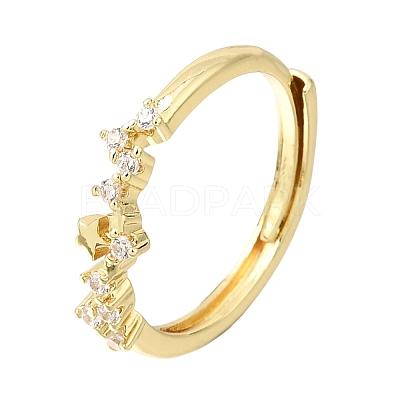 Brass Micro Pave Clear Cubic Zirconia Finger Rings for Women CU-CBAE7DF-12G-05-1