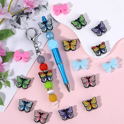 16Pcs 8 Styles Food Grade Silicone Focal Beads SIL-SZ0002-22-1