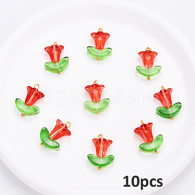 10Pcs Glass Pendants PALLOY-YW00040-03-1