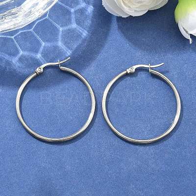 Tarnish Resistant 304 Stainless Steel Hoop Earrings EJEW-F105-08P-1