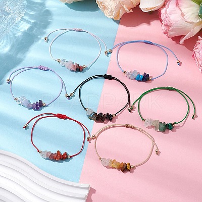 Gemstone Braided Bead Bracelet Sets BJEW-JB11013-1