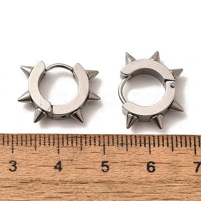 Tarnish Resistant 201 Stainless Steel Spike Hoop Earrings with 304 Stainless Steel Pins EJEW-A098-04P-1