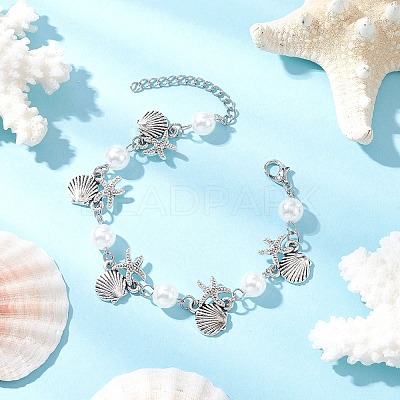 Ocean Series Alloy Link Bracelets BJEW-JB11840-1