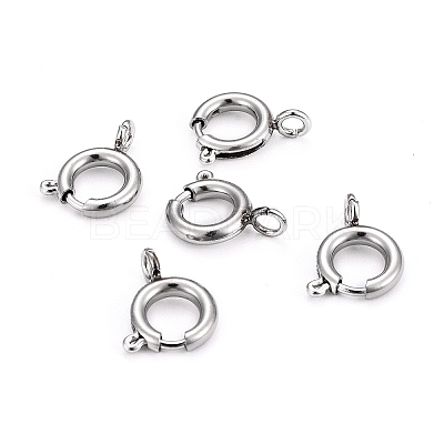 Non-Tarnish 304 Stainless Steel Spring Ring Clasps STAS-F224-02P-C-1